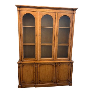 Vintage Drexel Palazzo China Cabinet With Arched Glass Doors For Sale