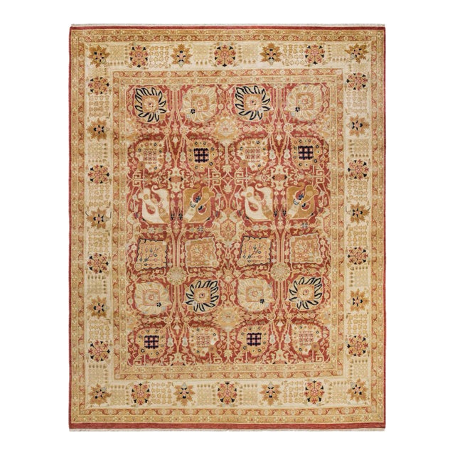 Vintage Traditional Hand Knotted Wool Area Rug, Orange - 8'0" X 10'2" For Sale