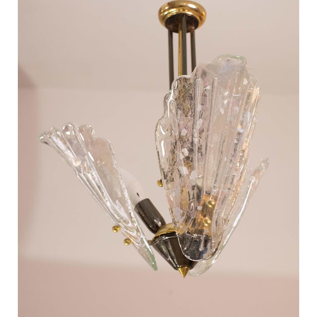 1970s Murano Chandelier With 3 Leaves Iridescent in Murano Glass For Sale - Image 9 of 12