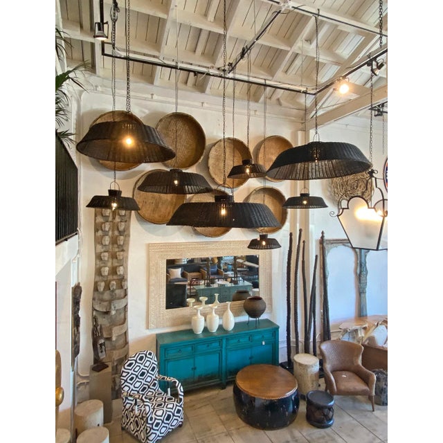 2020s Black Wicker Audrey Pendant Large For Sale - Image 5 of 9