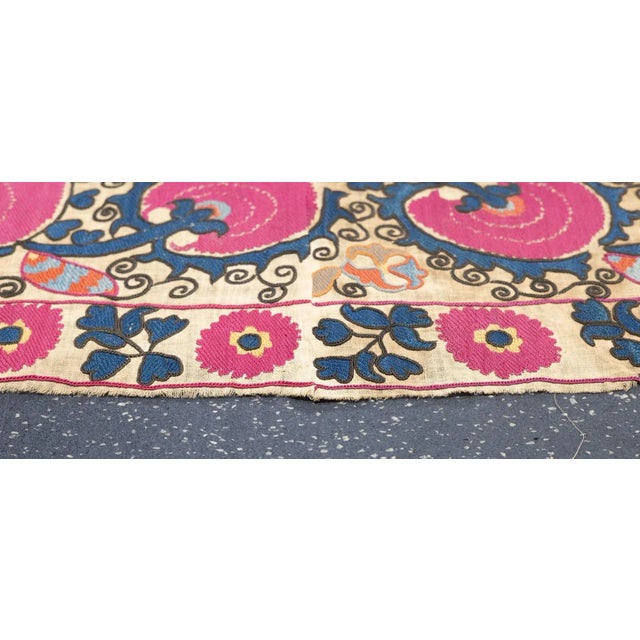 Cream Antique Uzbekistan Suzani Rug 6'2'' x 7'11'' For Sale - Image 8 of 12