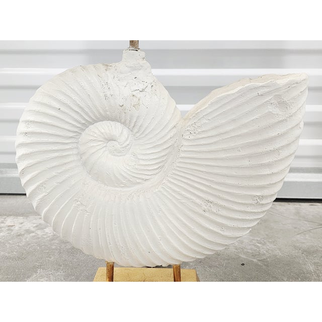 Decorative Gilt Metal Ammonite Motif Table Lamps-a Pair For Sale - Image 10 of 14