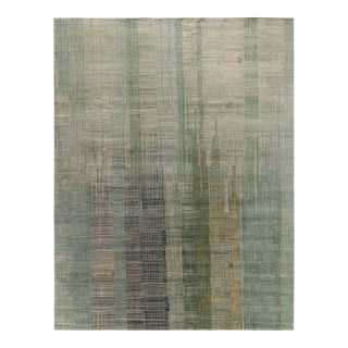 Rug & Kilim’s Modern Abstract Rug in Blue, Green and Greige Geometric Pattern For Sale