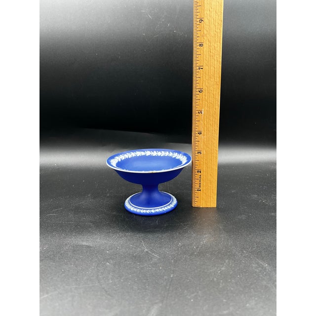 Blue Antique Wedgwood Blue Jasperware Compote Pedestal Candy Dish Mid 18th Century For Sale - Image 8 of 11