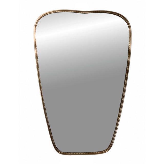 1950s Brass Shield-Shaped Wall Mirror, Italy, 1950s For Sale - Image 5 of 5