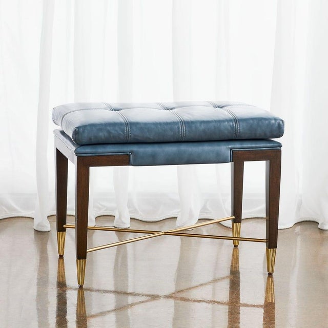 Metal Leather Stilletto Bench For Sale - Image 7 of 7