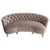Modern Hollywood Regency Style Button-Tufted Grey Velvet Upholstered Crescent Sofa, raised on cabriole silvered wood feet....