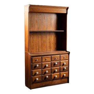 Early 20th Century American Wooden Apothecary Hutch For Sale