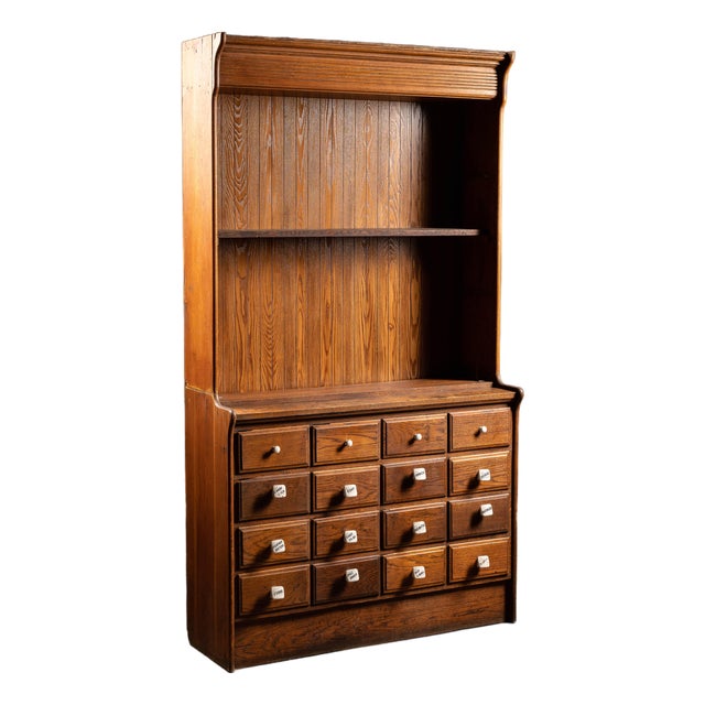 Early 20th Century American Wooden Apothecary Hutch For Sale