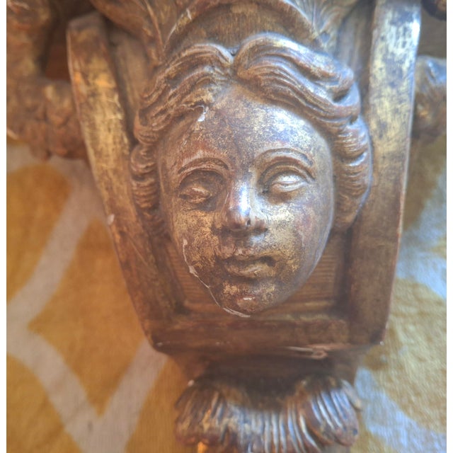 19thc Large French Louis XVI Carved and Gilt Cherub Wall Shelf/ Bracket For Sale - Image 10 of 12