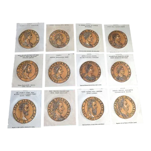 Authentic Antique Early 18th C. Hubert Goltzius Chiaroscuro Woodcut Portraits of Roman Emperors -- Set of 12