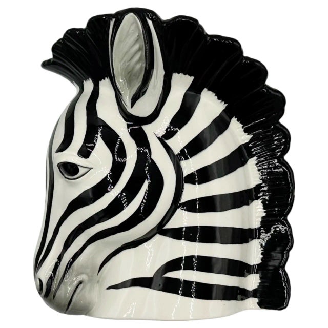 Vintage Zebra Head Ceramic Planter Vase 9" Mid Century Safari Decor For Sale - Image 12 of 12