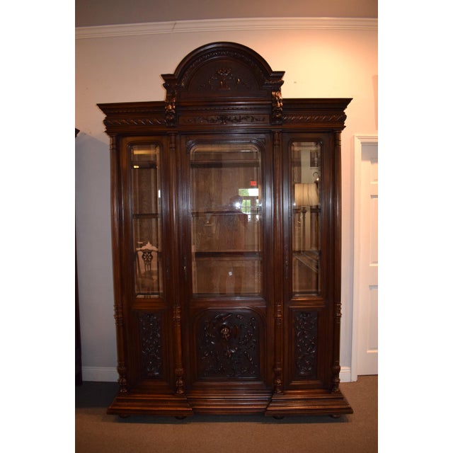 19th Century French Walnut Triple Door Bookcase/Cabinet For Sale - Image 6 of 6