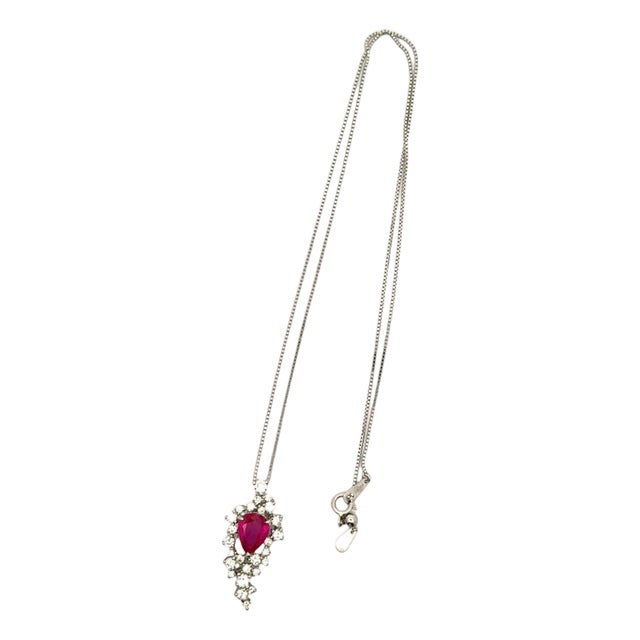 2.11 Carat Burmese Ruby Diamond Platinum Pendant Necklace, Gia Certified For Sale