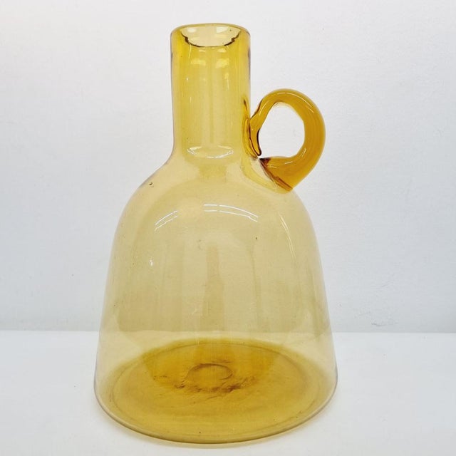 Amber Handcrafted Glass Vase, 1970s For Sale - Image 6 of 16