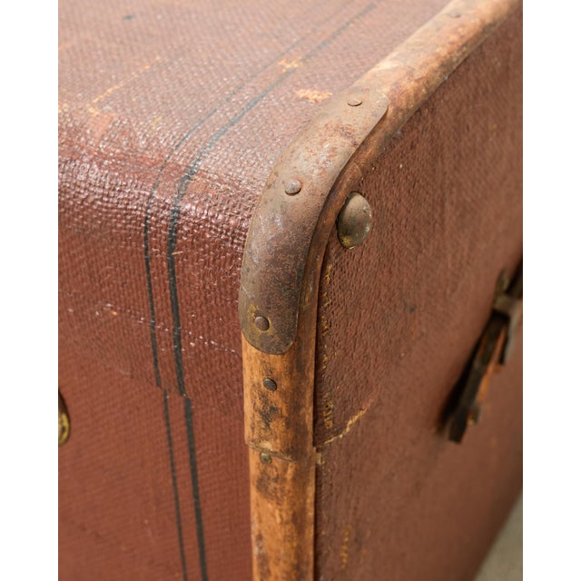 Early 20th Century Art Deco Canvas and Bentwood Steamer Trunk For Sale - Image 15 of 18