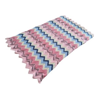 Vintage 1960s Pastel Chevron Missoni Style Crocheted Throw For Sale