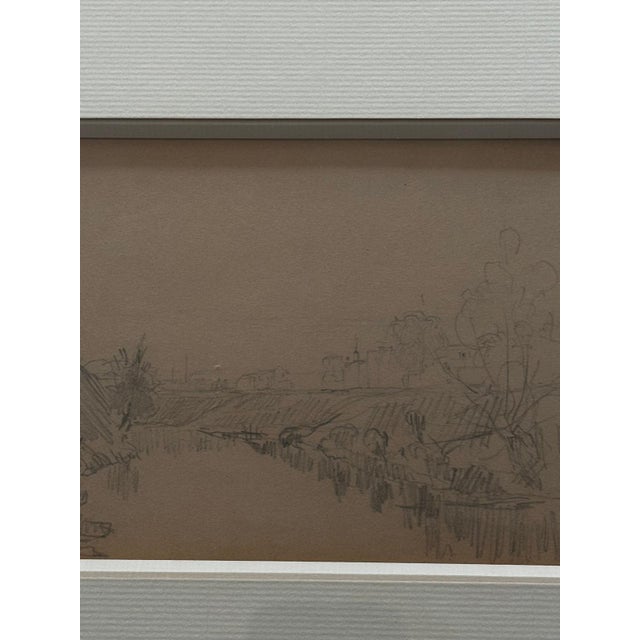 Stanislas Lépine, Landscapes, Original Double-Sided Pencil Drawing on Paper, Framed For Sale - Image 10 of 15