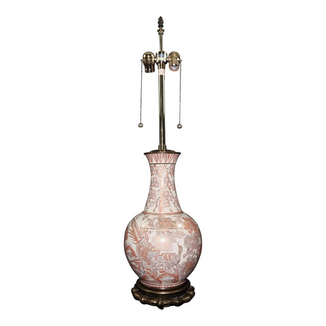 Vintage Asian Chinoiserie or Kutani-Style Pheasant Floral Vase Lamp For Sale
