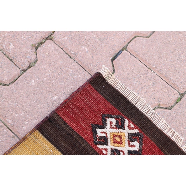 Textile 1980s Primitive Anatolian Hand Knotted Striped Turkish Kilim Rug For Sale - Image 7 of 11