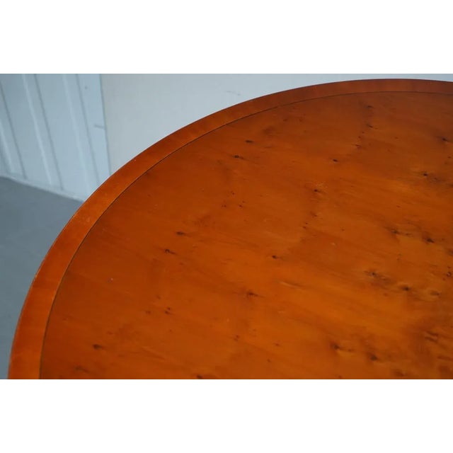 Burr Yew Wood Round Tilt-Top Dining Table For Sale - Image 9 of 18