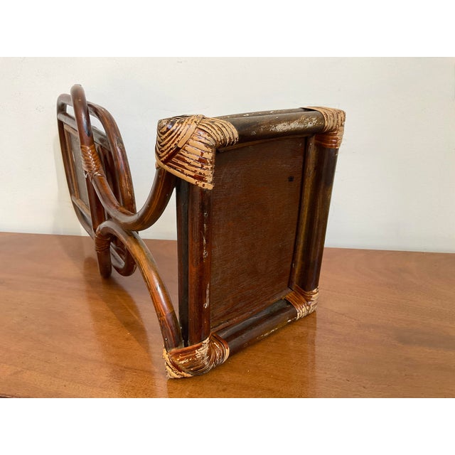 Brown Vintage Italian Style Rattan & Bentwood Bamboo Vanity Tabletop Mirror For Sale - Image 8 of 18