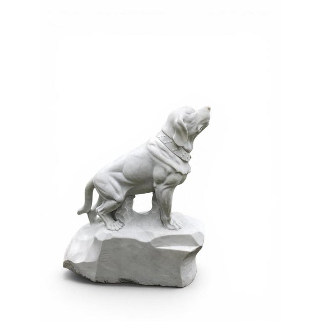 Stone Italian Artist, Large Dog Sculptures, 1980, White Marble, Set of 2 For Sale - Image 7 of 9