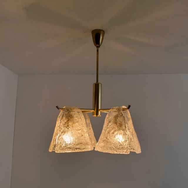 Gold Ice Glass Chandelier by J.T. Kalmar, 1970s For Sale - Image 8 of 11