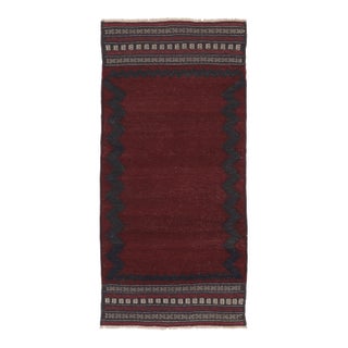 Vintage Persian Kilim Runner, Brick Red With Sawtooth Border - Rug & Kilim For Sale