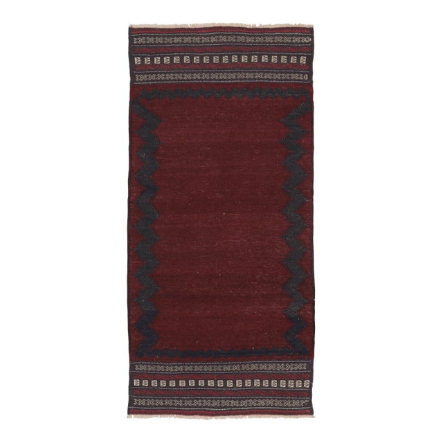 Vintage Persian Kilim Runner, Brick Red With Sawtooth Border - Rug & Kilim For Sale