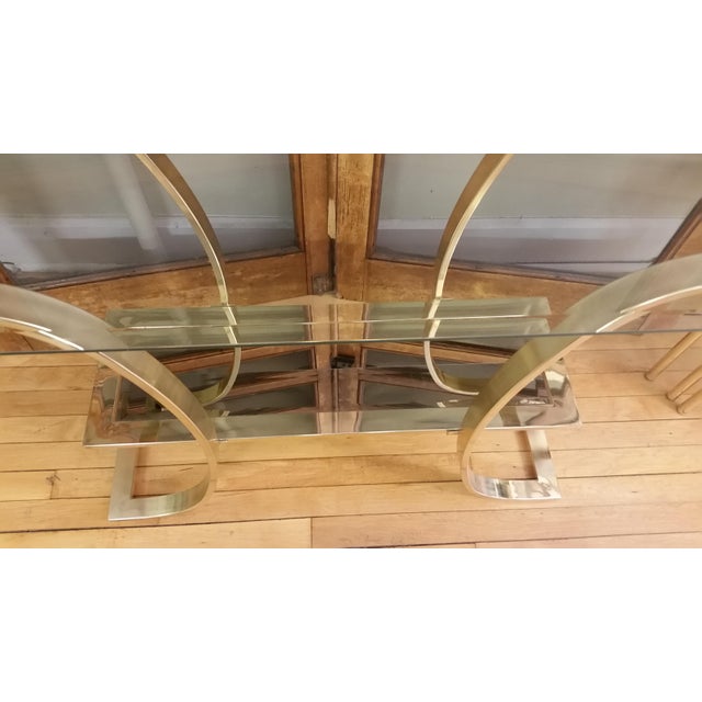 1970s 1970s Hollywood Regency Style Glass and Brass Console Table For Sale - Image 5 of 8