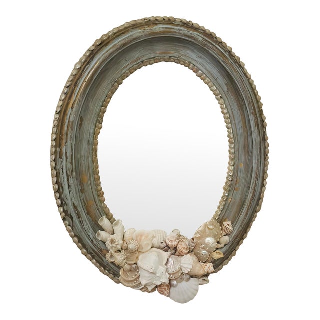 Vintage Shell Art Mirror For Sale