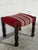 Dark Oak Ottoman Footstool With Red Striped Fabric Upholstery and Nailhead Trim Vintage For Sale - Image 4 of 10