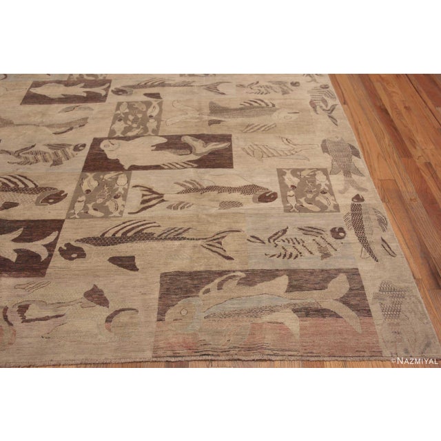 2020s Nazmiyal Collection Artistic Aquatic Fish Design Contemporary Area Rug For Sale - Image 5 of 6