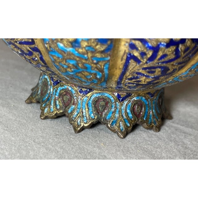 Rare! Antique Ornate 18th Century Kashmir India Gold Gilt Copper Enameled Vase For Sale In New York - Image 6 of 9