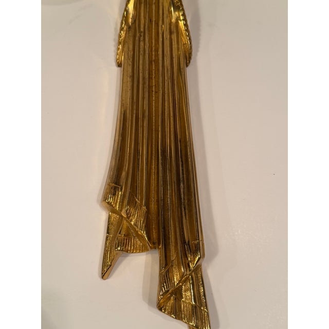 Metal Vintage Brass Horn Motif Sconces - a Pair For Sale - Image 7 of 11