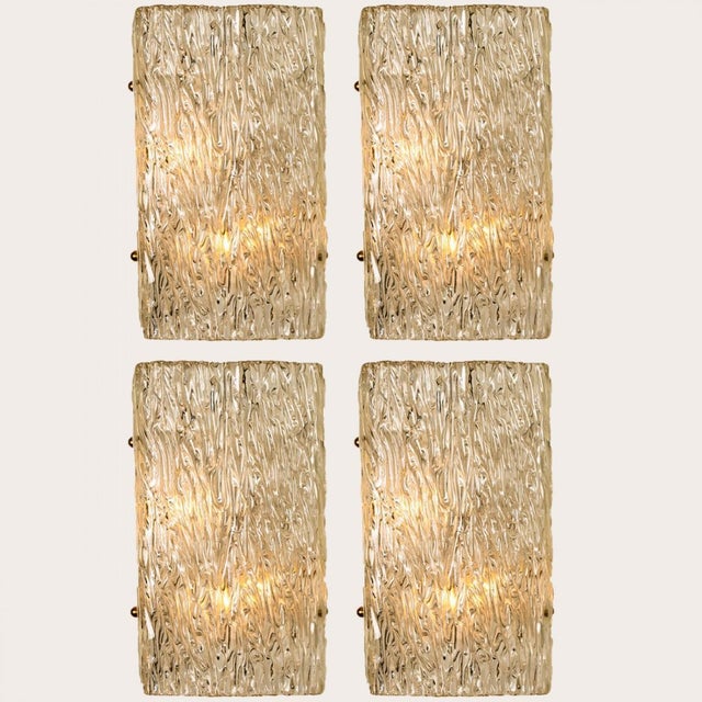 Austrian Rectangular Wall Light in Wave Glass by J.T. Kalmar, 1960s For Sale - Image 3 of 18