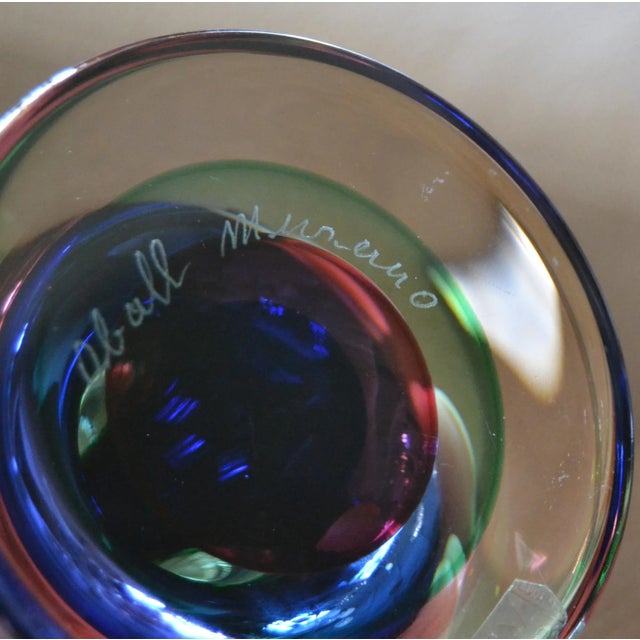 Marked Vetreria Artistica Oball Murano Art Glass Multicolor Paperweight, Italy For Sale - Image 9 of 12