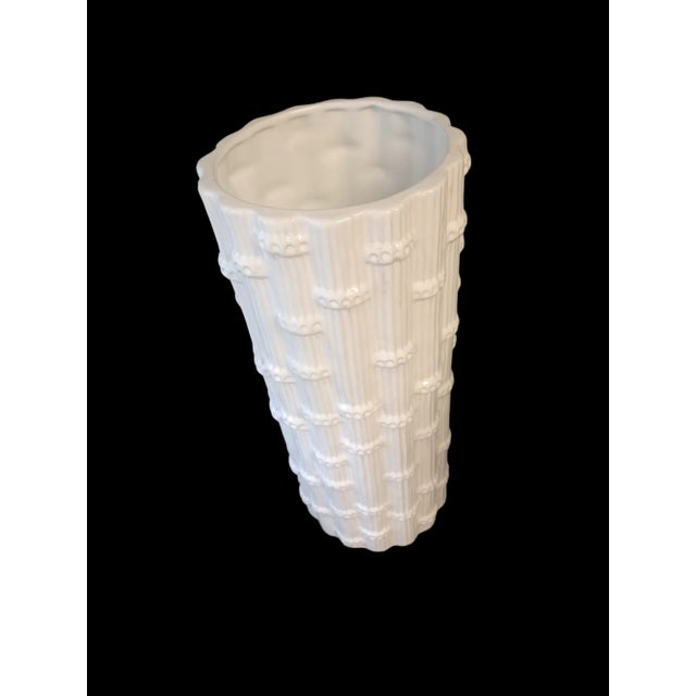 Vintage boho faux bamboo ceramic umbrell stand.