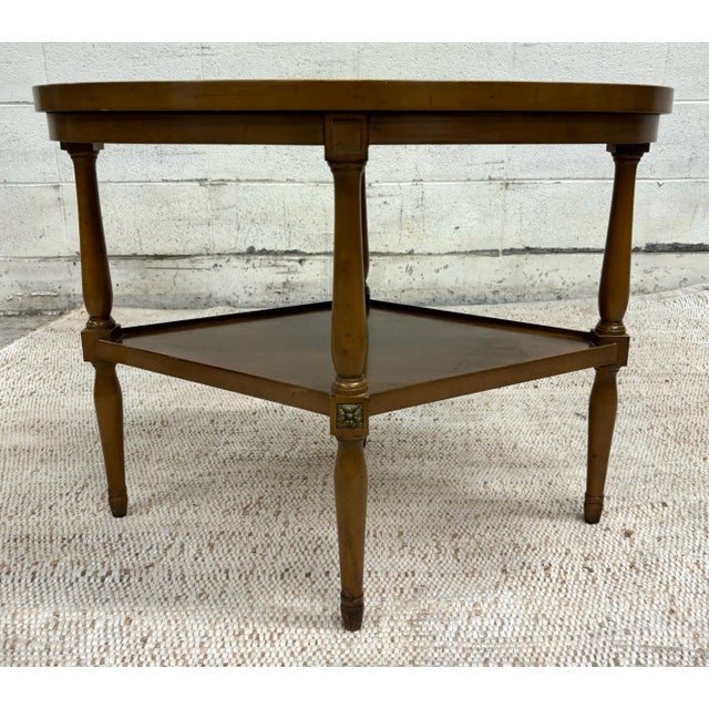 Brown Vintage Tomlinson Neoclassical Regency Style Oval Serving Side Coffee Table For Sale - Image 8 of 10