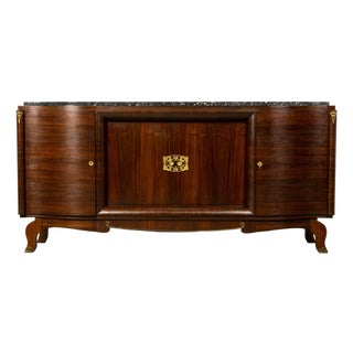 1930s French Art Deco Rosewood Sideboard With Black Marble Top For Sale