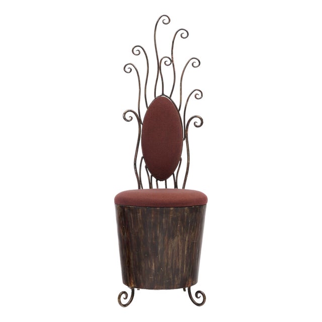 Whimsical, Vintage French Steel Vanity Chair, Circa 1950 For Sale