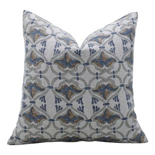 Block Printed Pillow Cover - Thick Linen 16x16 Inch- Hridyavan For Sale