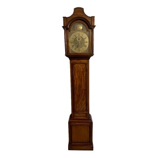 Antique George III Mahogany and Brass Arched Face Long Case Clock, 1800 For Sale