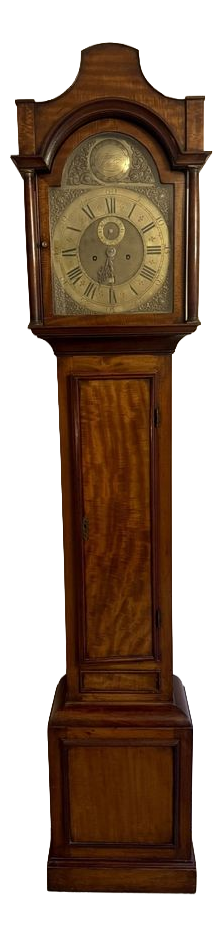 Antique George III Mahogany and Brass Arched Face Long Case Clock, 1800