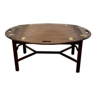 Vintage Henkel Harris Virginia Galleries Collection Chippendale Style Mahogany Butler’s Tray Coffee Table For Sale