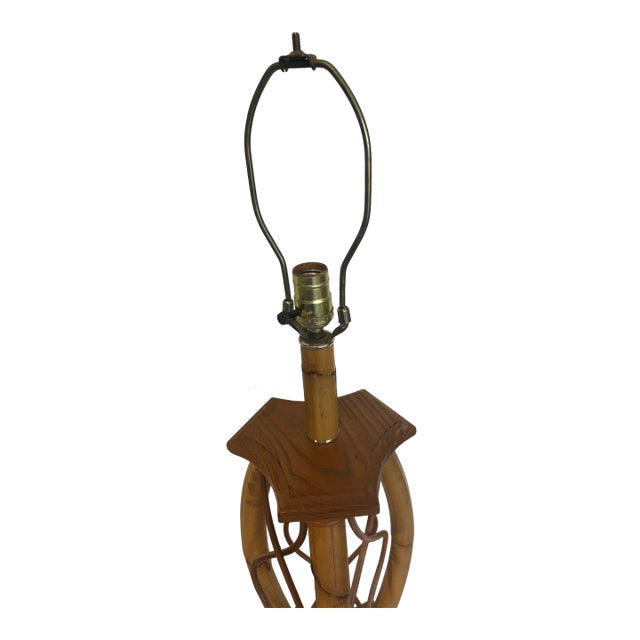 70s Rattan Lamp With Twist Detail For Sale