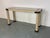 Vintage Italian Style Console Table in Stone Marquetry and Brass Details with Glass Top from Maitland Smith, 1980s For Sale - Image 11 of 16
