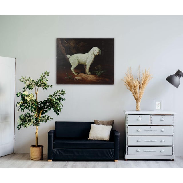 White Oil on Wood Panel of a Poodle in the Meadow For Sale - Image 8 of 8