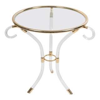 Acrylic and Glass Pedestal Table, 1980s For Sale